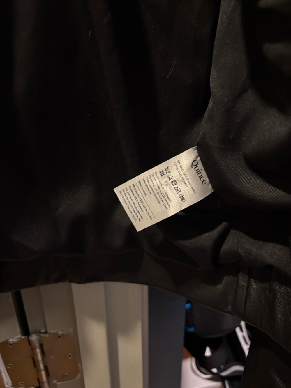 Quince 100% Leather Cropped Zip Front Jacket True Black Medium - Picture 8 of 11